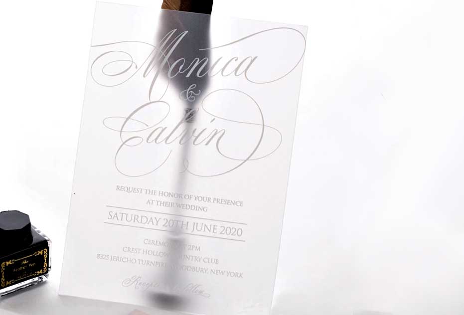 Vogue Script UV Printing Wedding Invitation